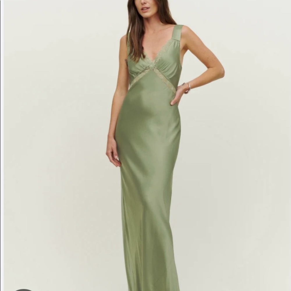 Reformation Silk Maxi Dress in Sage Green – Size XS – Worn Once